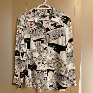New pop art rayon button down shirt